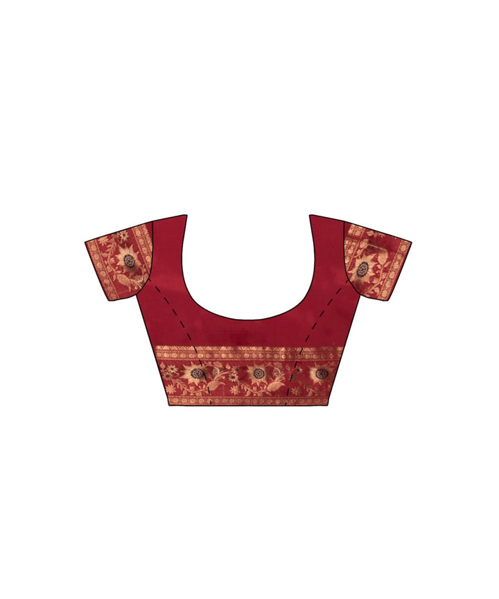 Biswa bangla maroon silk handwoven baluchari saree