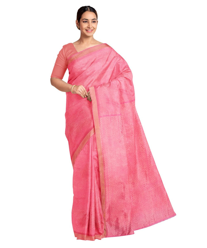 Pink silk handloom bengal saree