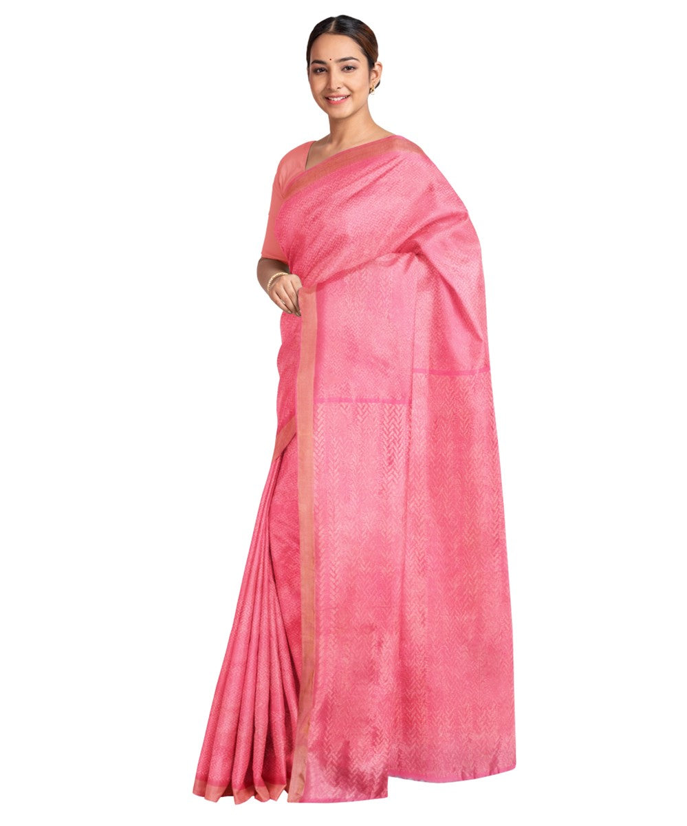 Pink silk handloom bengal saree