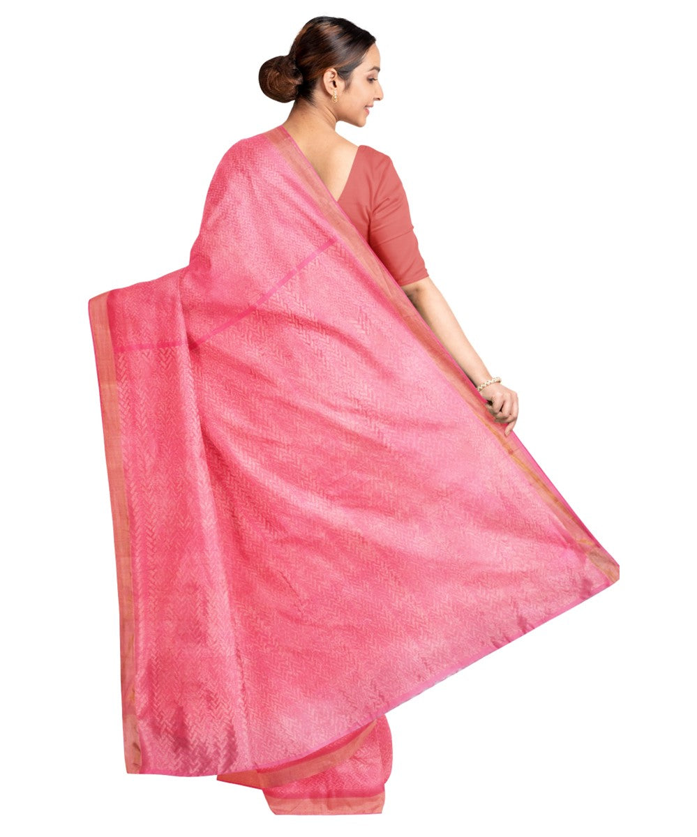 Pink silk handloom bengal saree