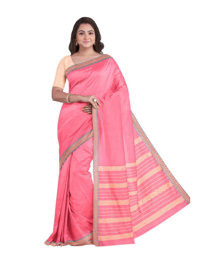 Pink cotton silk bengal handloom saree
