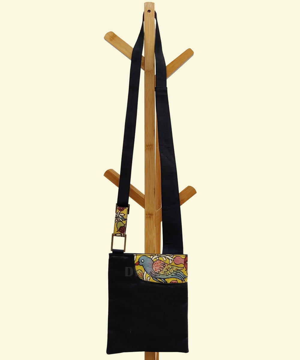 Black with hand painted kalamkari sling bag