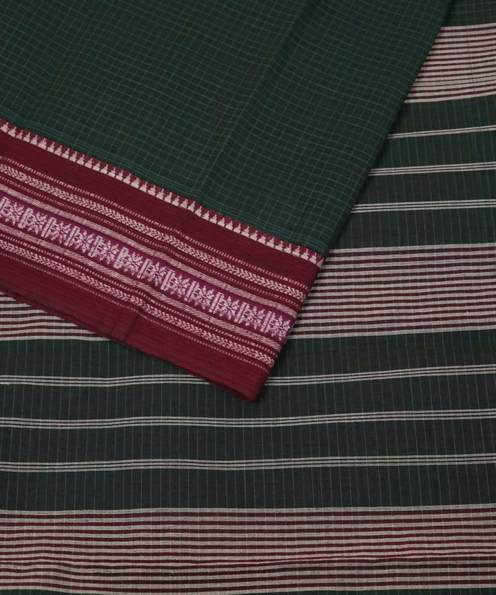 Dark green handwoven cotton narayanpet saree