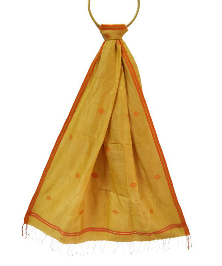 Golden yellow handloom cotton jamdani stole