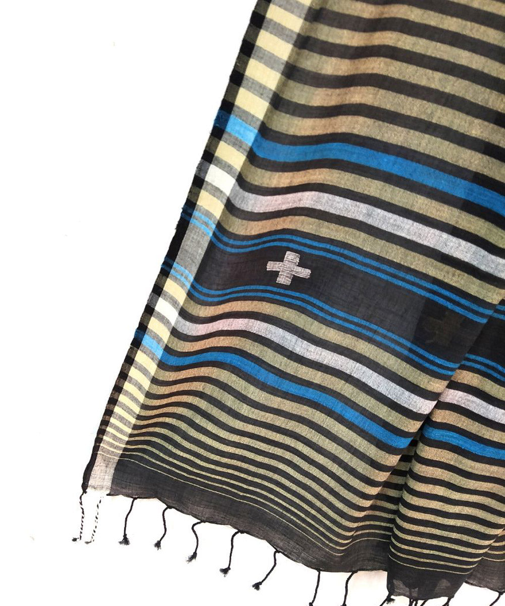 Black handloom cotton jamdani stole