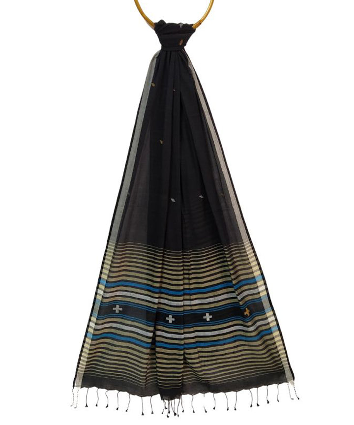 Black handloom cotton jamdani stole