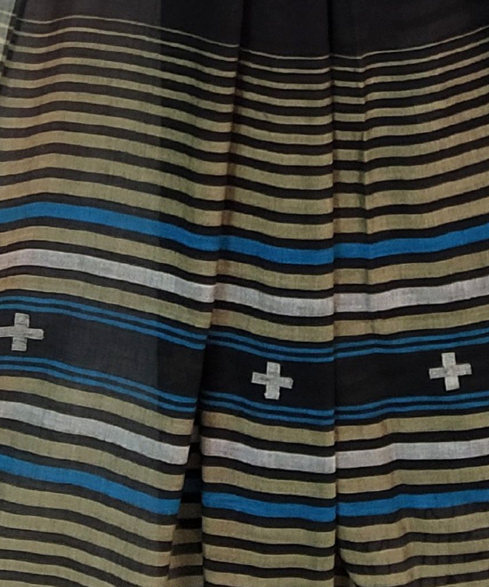 Black handloom cotton jamdani stole
