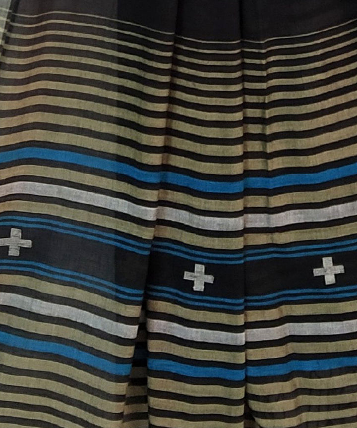 Black handloom cotton jamdani stole