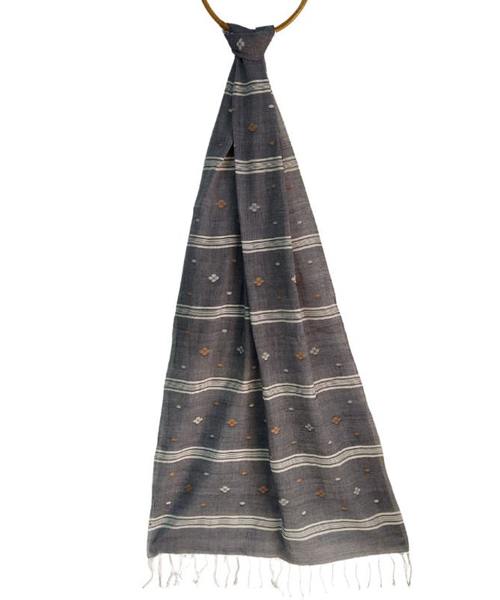 Grey handloom cotton jamdani stole
