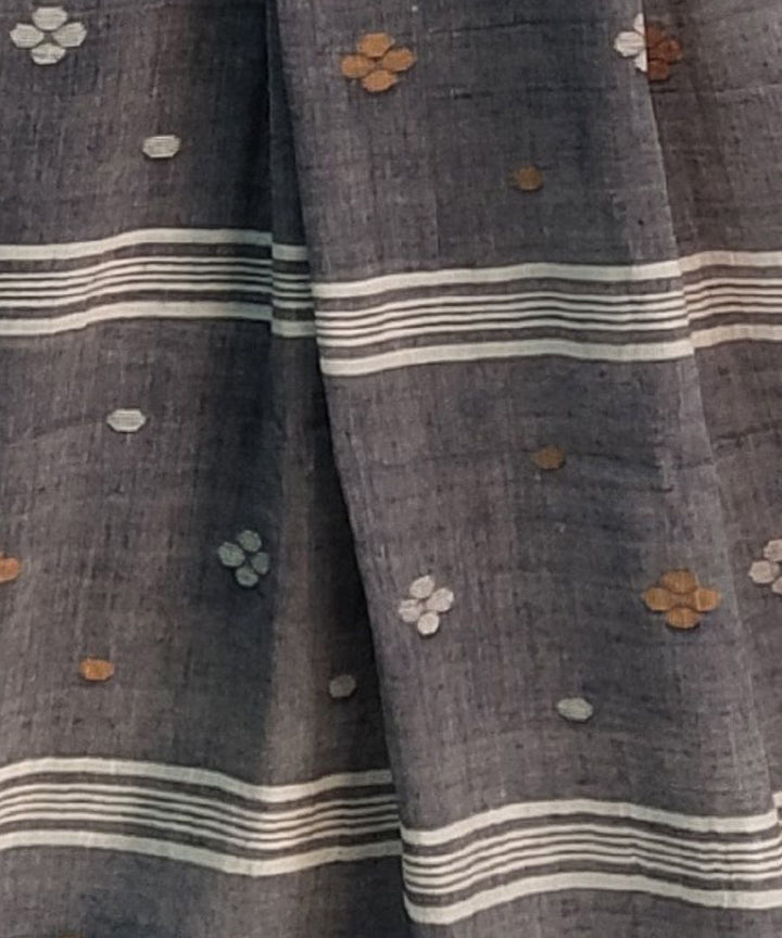 Grey handloom cotton jamdani stole