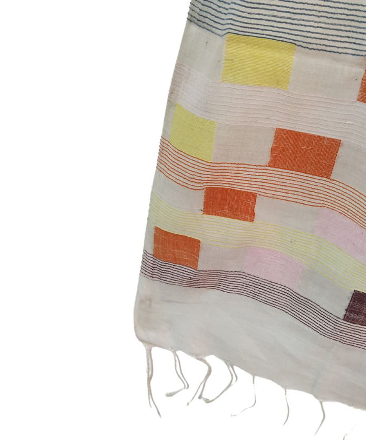 White cotton handloom jamdani stole