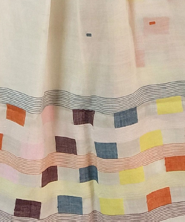 White cotton handloom jamdani stole