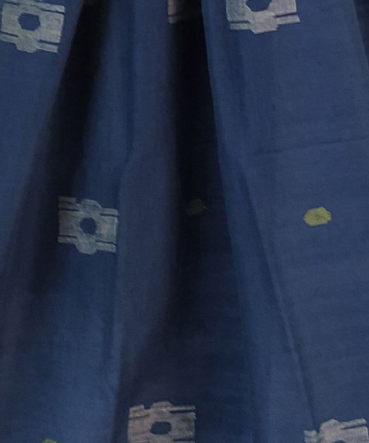 Navy blue handloom cotton jamdani stole
