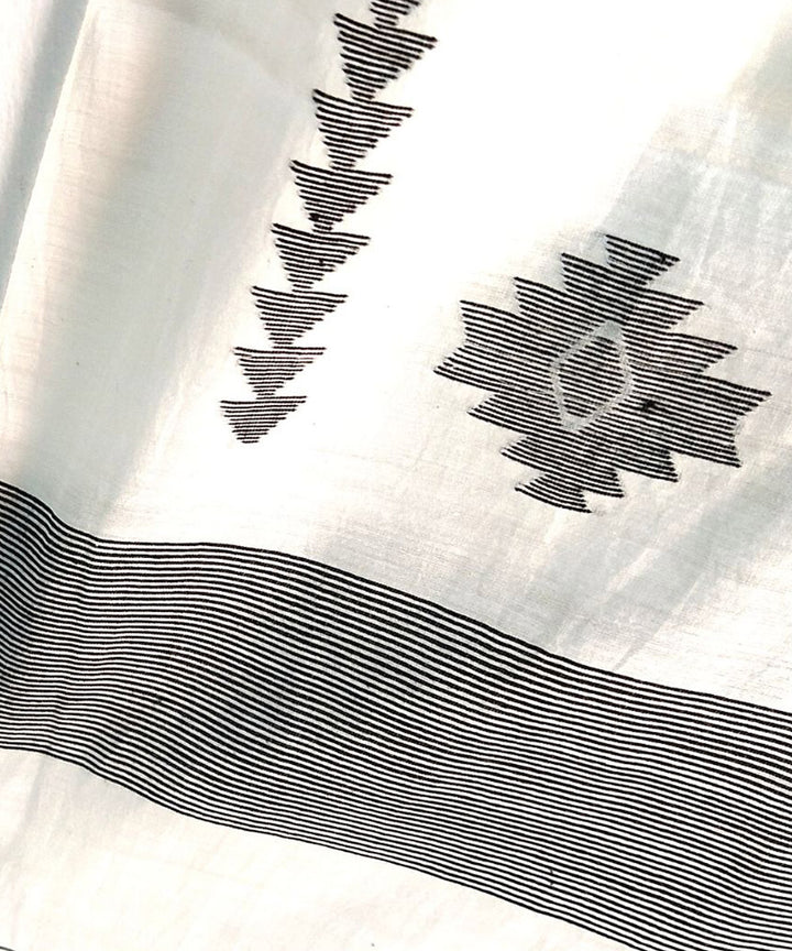 White jamdani handloom cotton stole