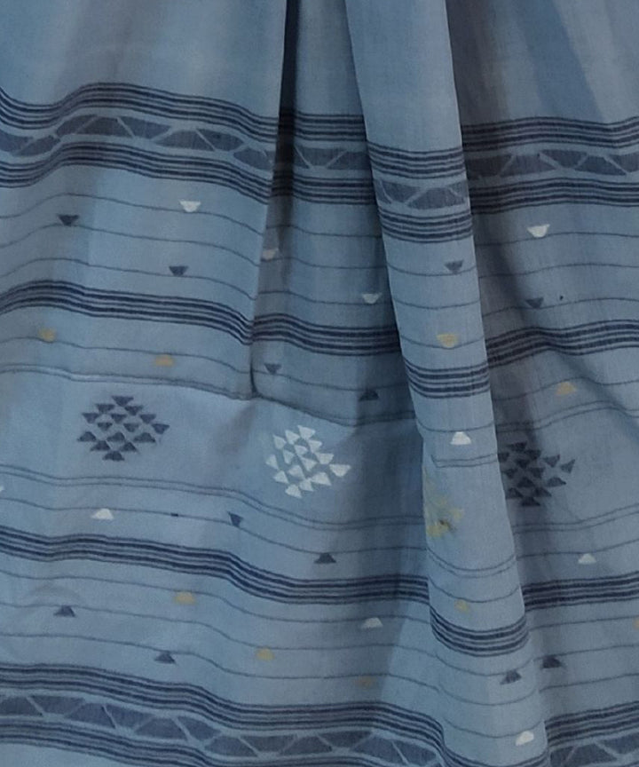 Pale grey handloom cotton jamdani stole