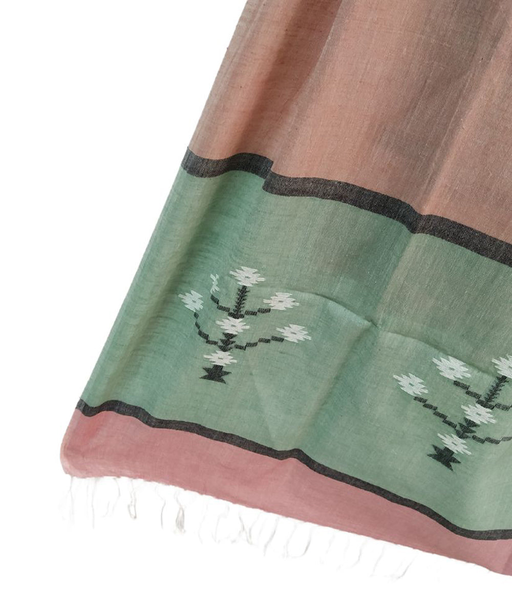 Pink handloom cotton jamdani stole