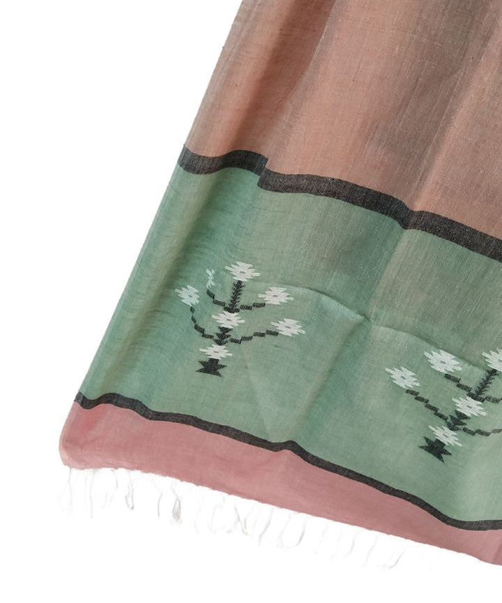 Pink handloom cotton jamdani stole
