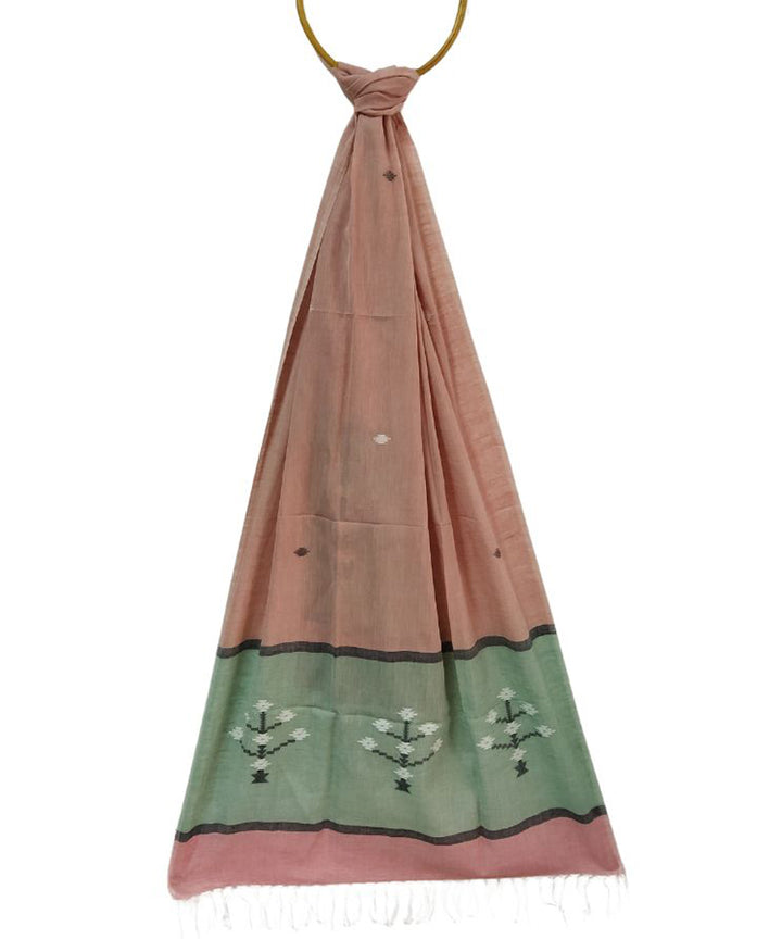 Pink handloom cotton jamdani stole