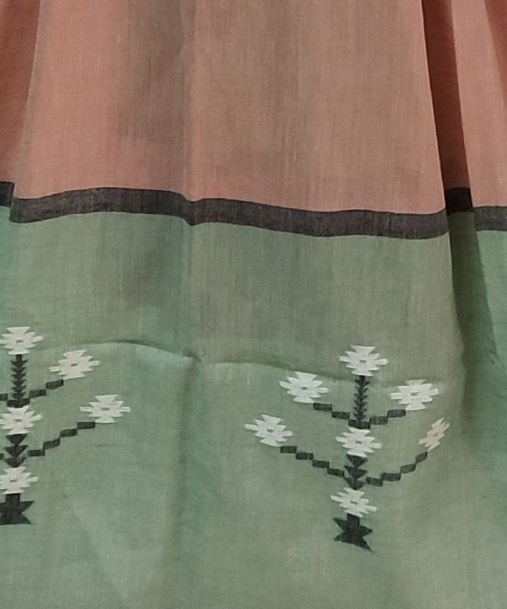 Pink handloom cotton jamdani stole