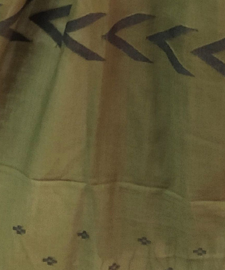 Olive green handloom cotton jamdani stole
