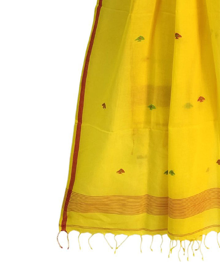 Yellow handloom cotton jamdani dupatta
