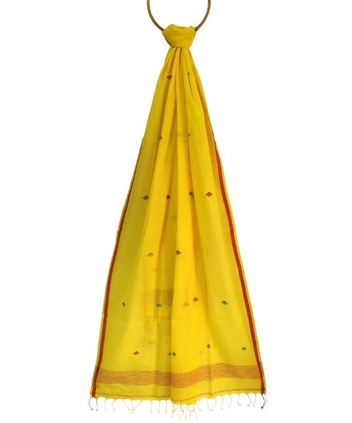 Yellow handloom cotton jamdani dupatta
