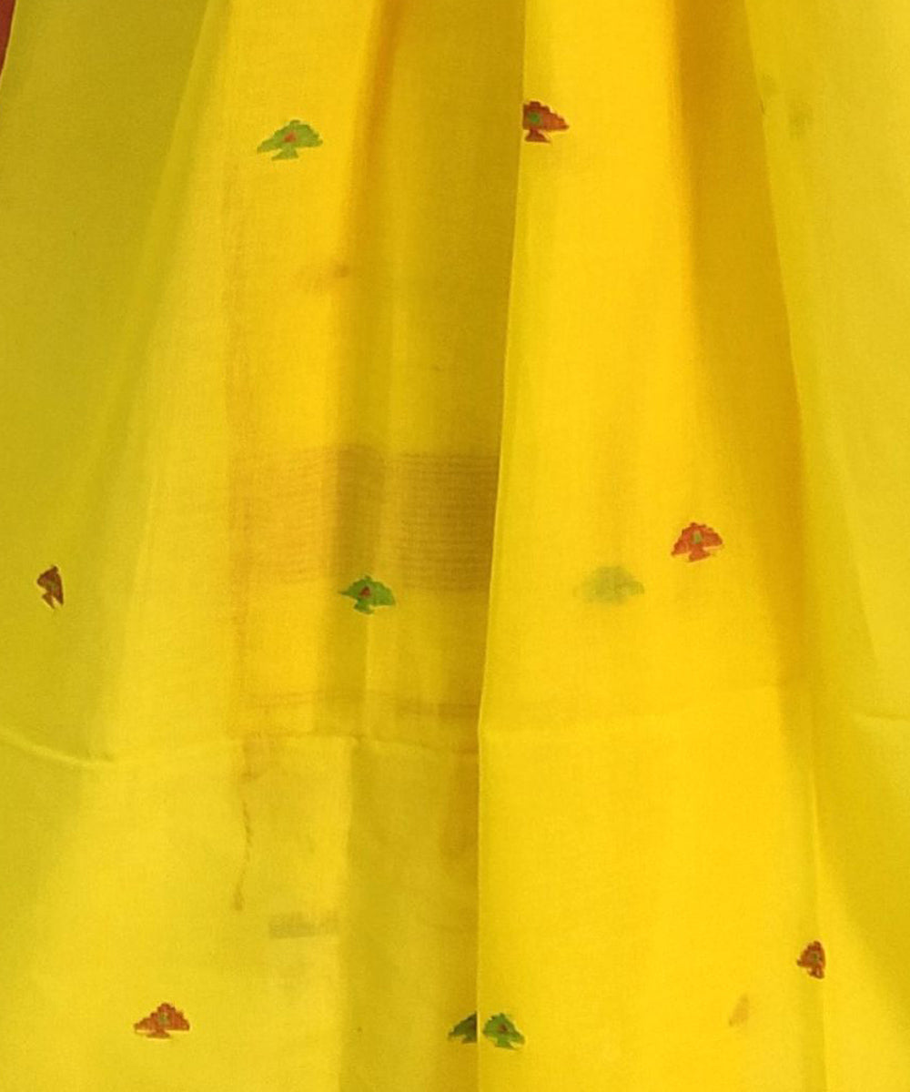 Yellow handloom cotton jamdani dupatta