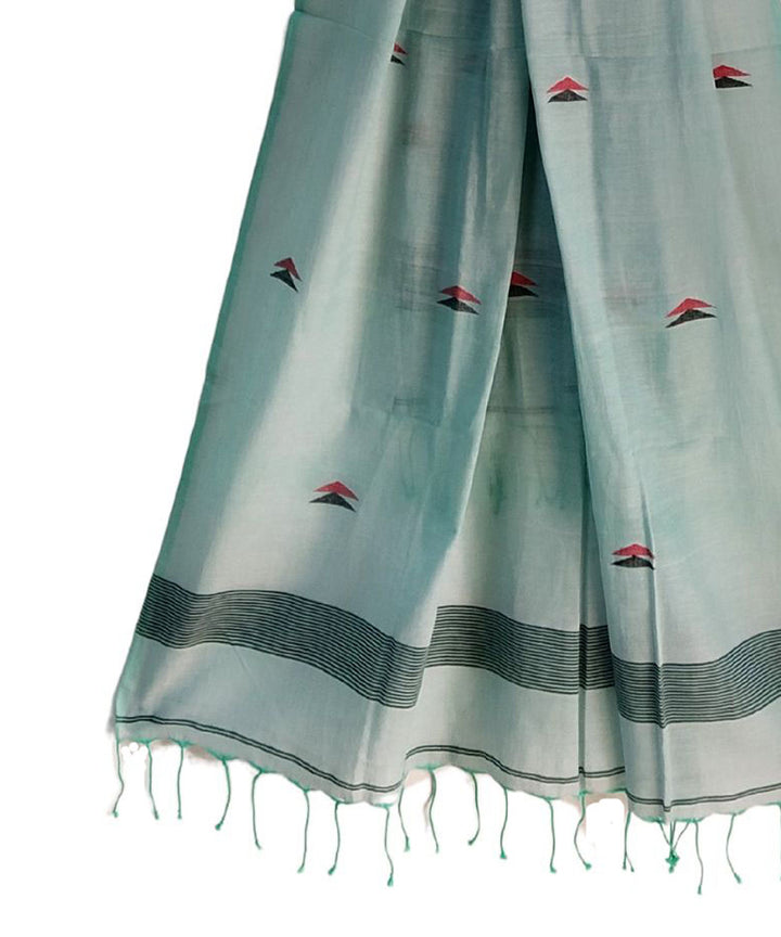 Light blue handloom cotton jamdani dupatta
