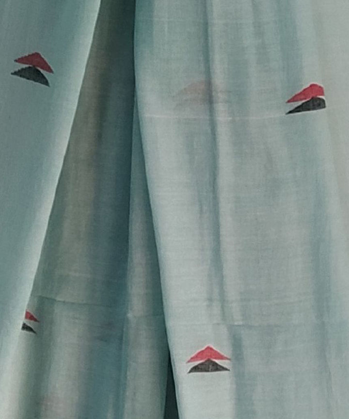 Light blue handloom cotton jamdani dupatta