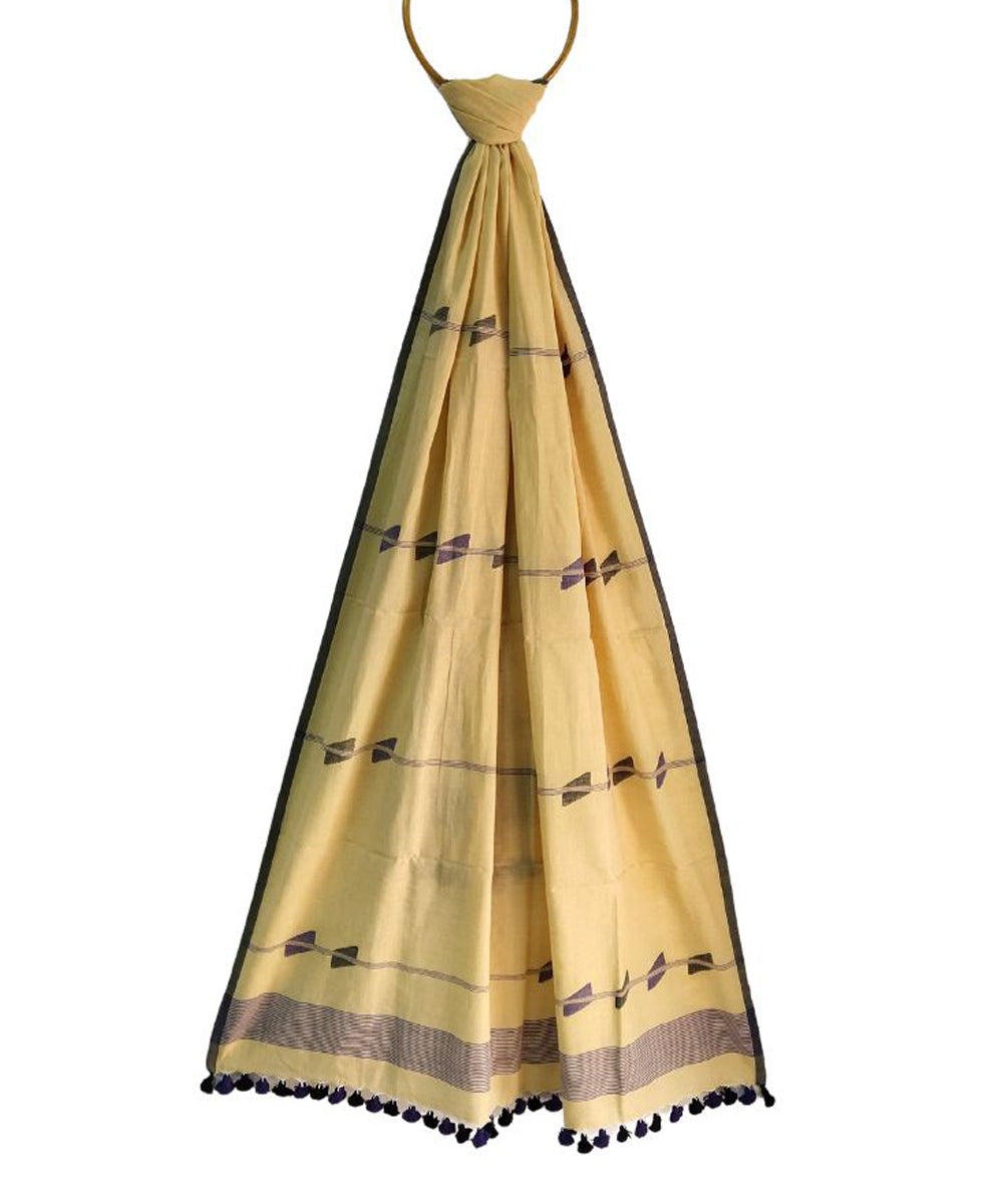 Beige handloom cotton jamdani dupatta