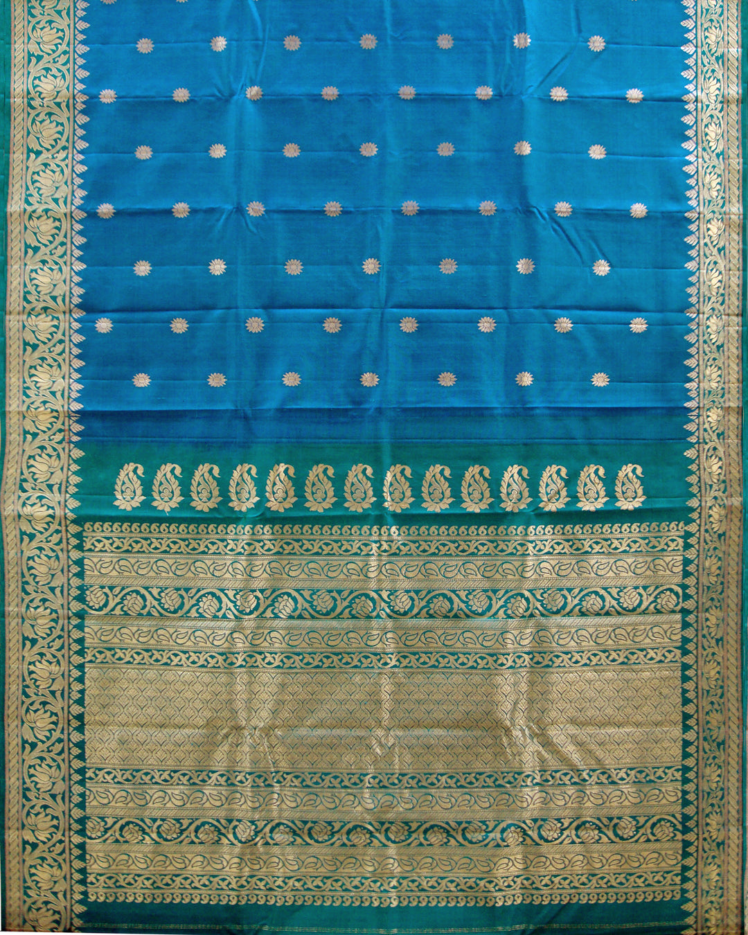 Pure Silk Turning Border Saree Blue