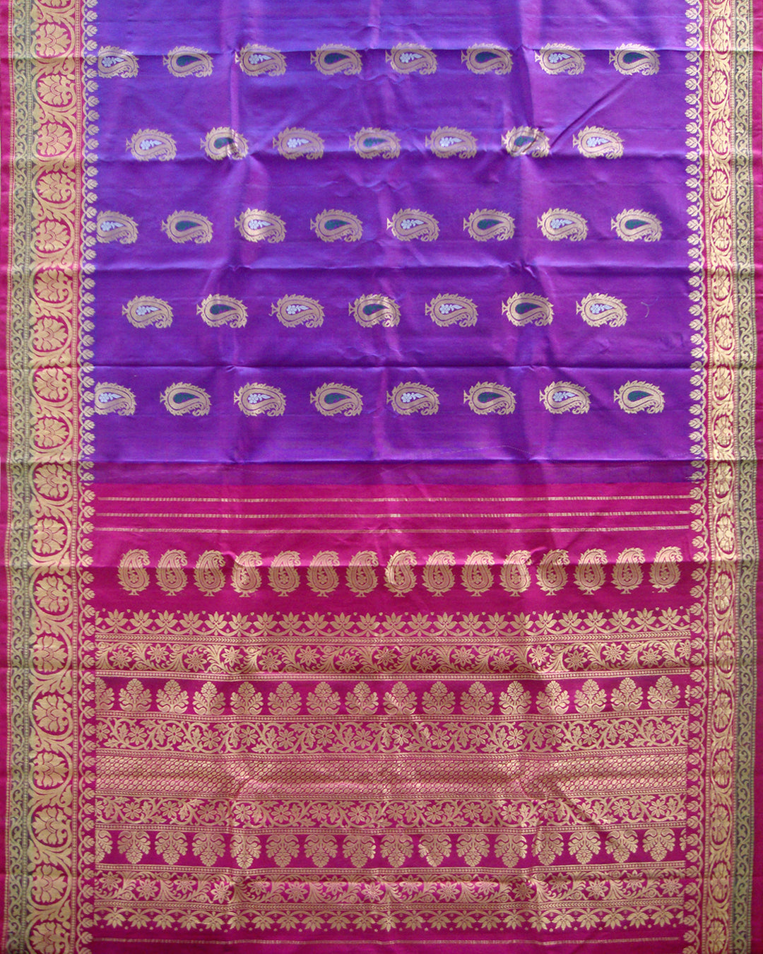 Pure Silk Turning Border Saree Blue and Pink