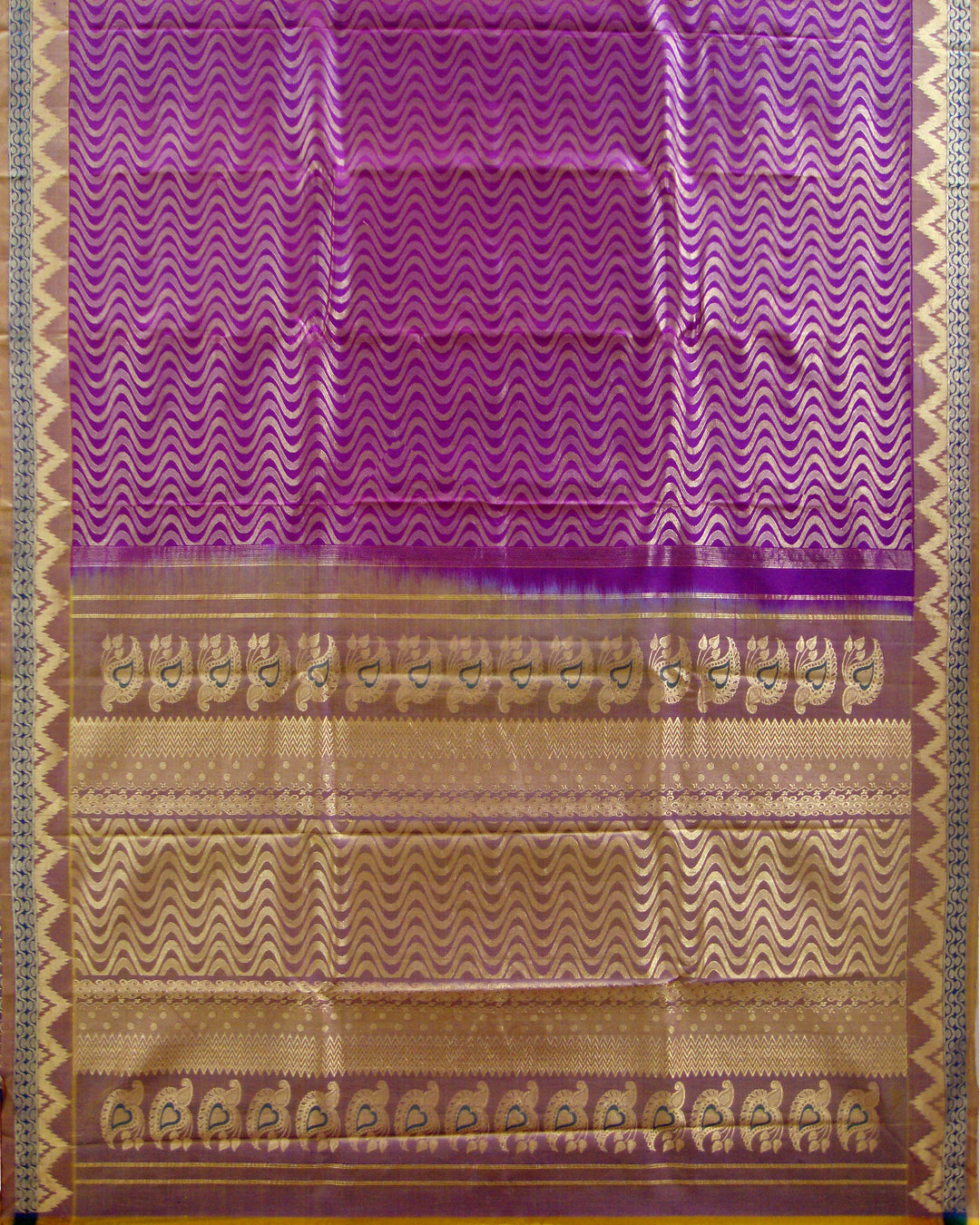 Pure Silk Turning Border Saree Magenta