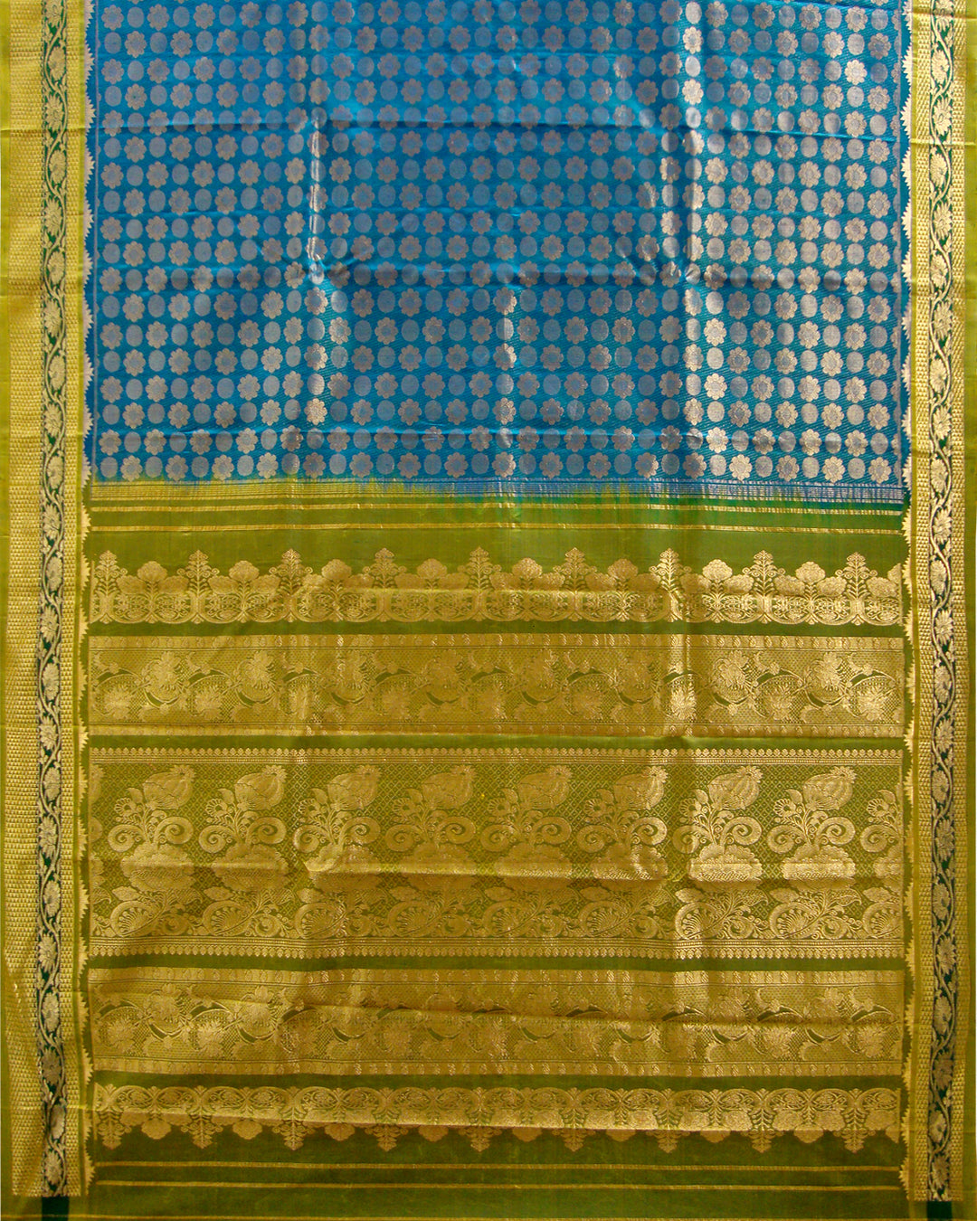 Pure Silk Turning Border Saree Dark Ananda Blue