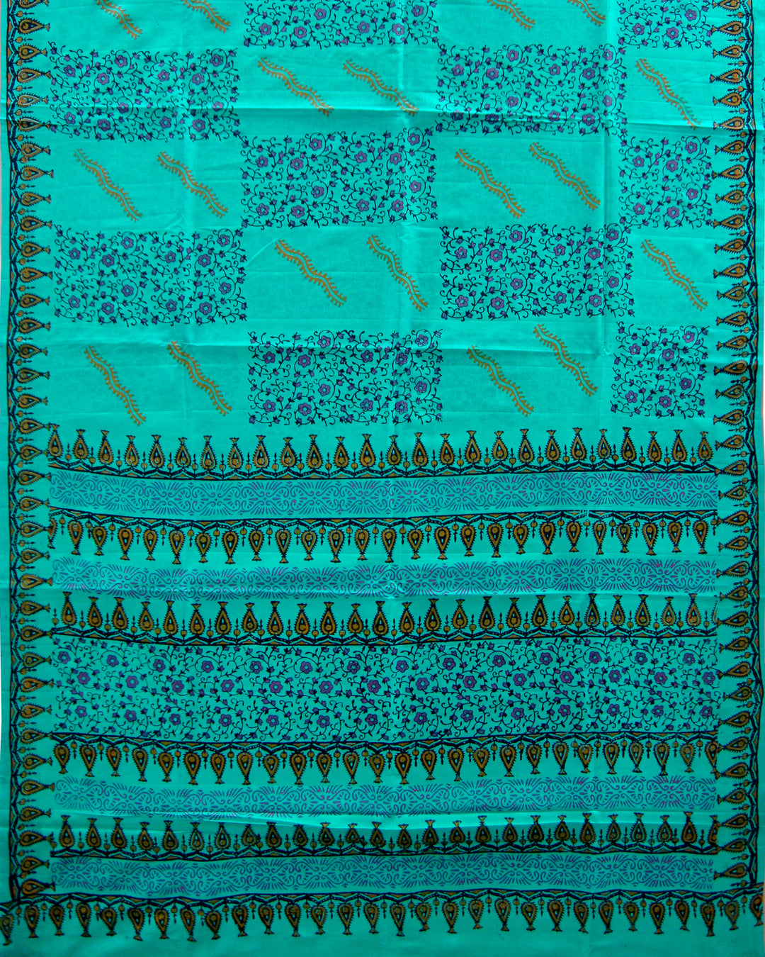 Printed Pure Silk Saree Grenish Blue