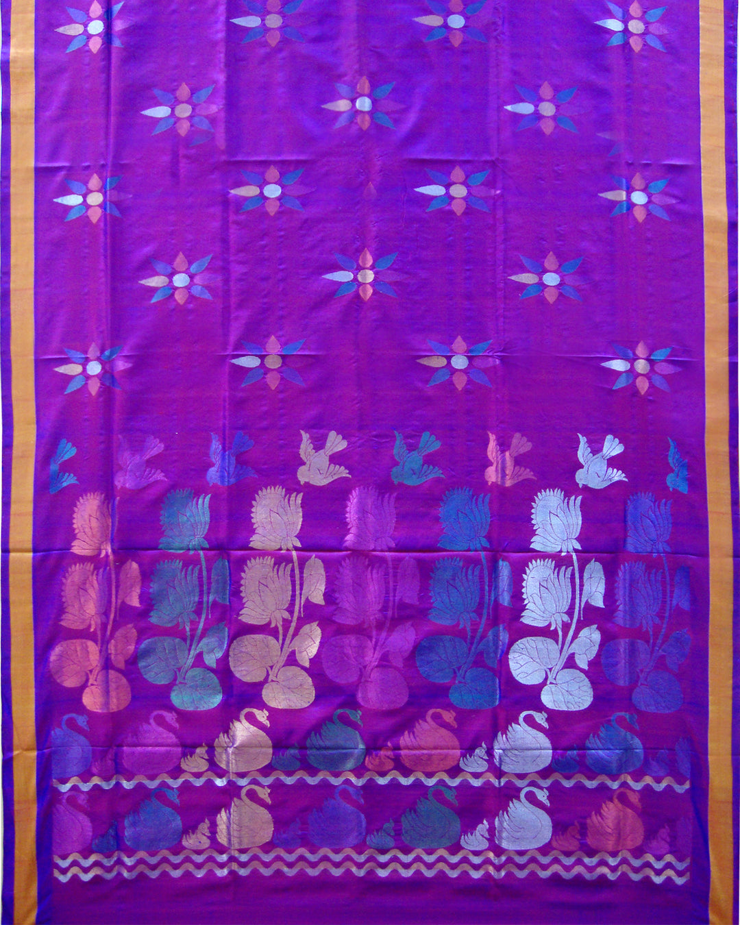 Pure Silk Venkatagiri ANE Design Saree Pink and Blue