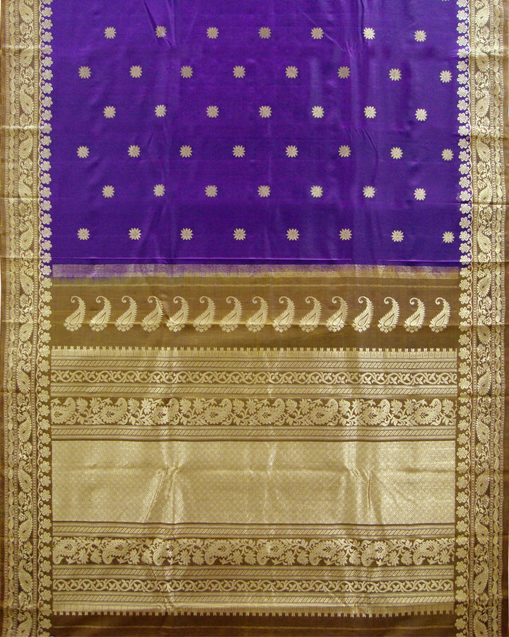 Pure Silk Turning Border Saree Dark Violet