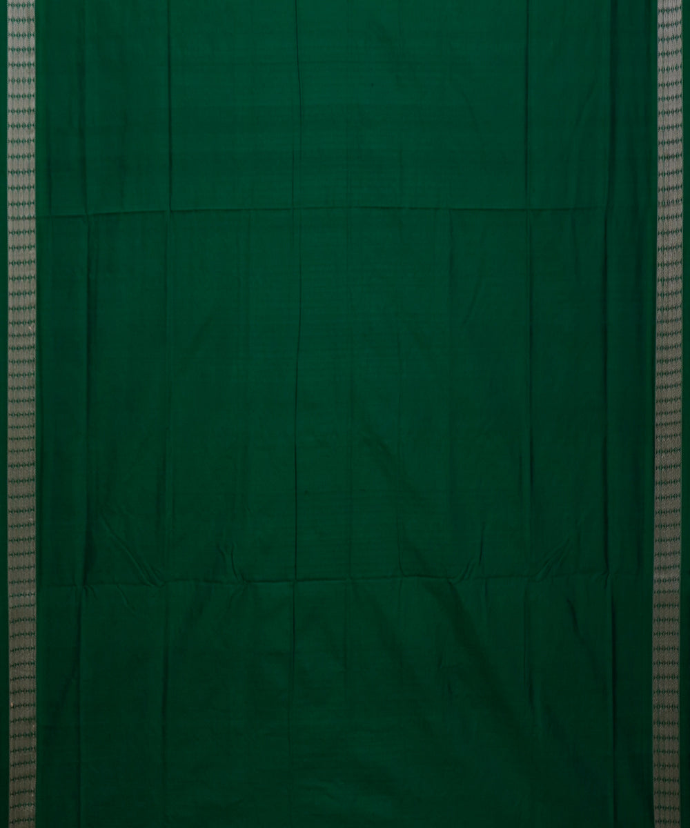 Dark green and yellow handwoven bomkai silk dongoria saree