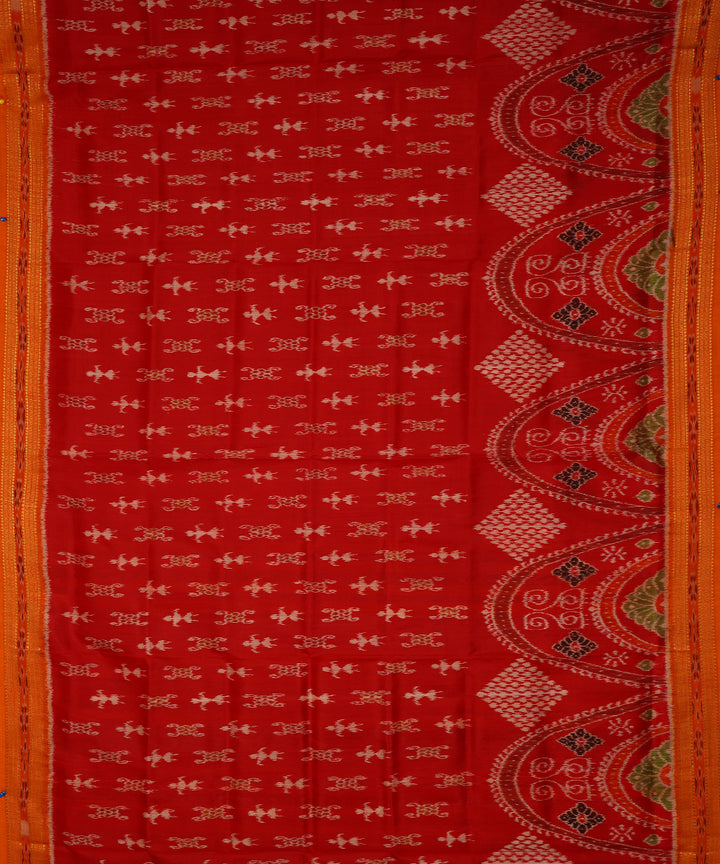 Red yellow cotton silk handloom khandua saree