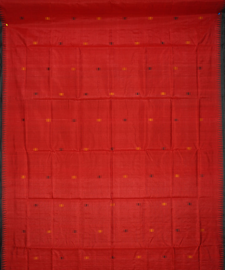 Serifed red black tussar silk handloom saree