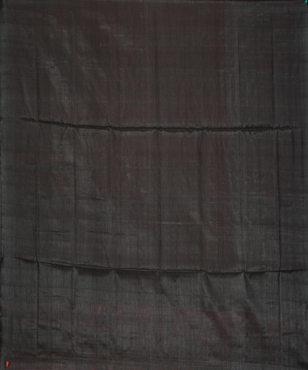 Serifed red black tussar silk handloom saree