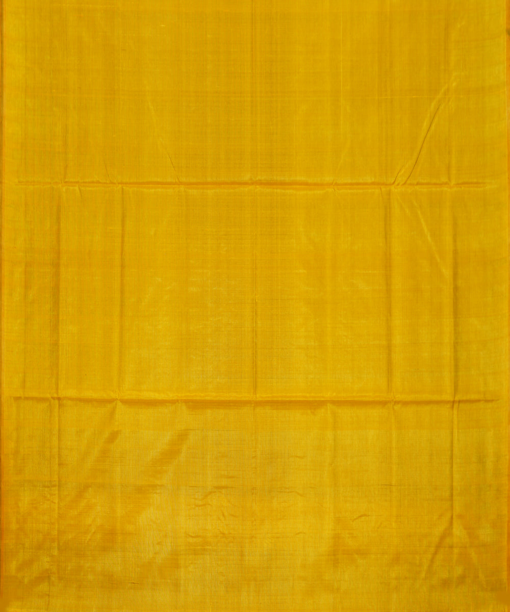 Serifed navy blue yellow tussar silk handloom saree