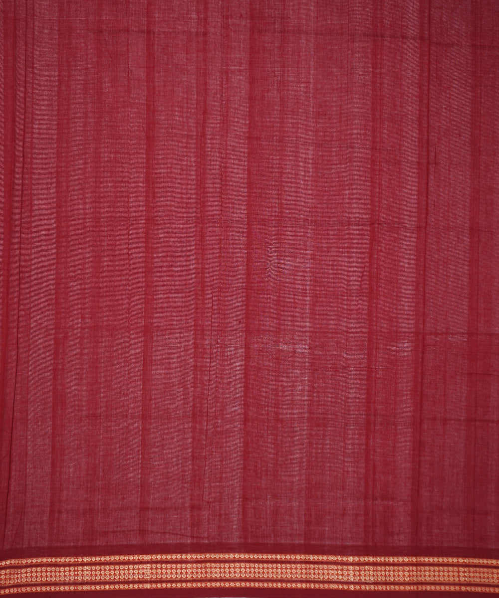 Yellow maroon handloom cotton bomkai saree