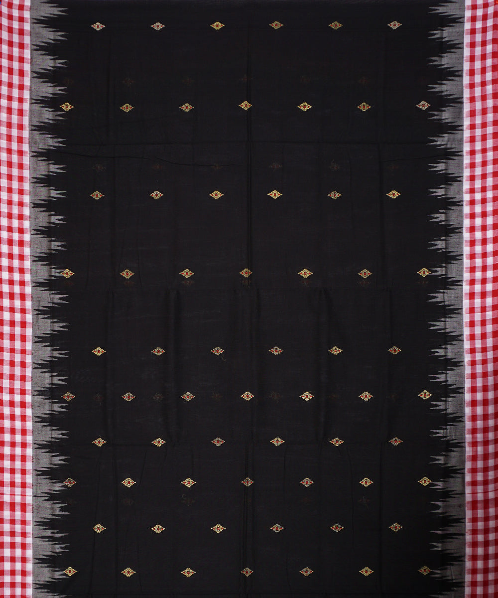 Black red handloom cotton bomkai saree