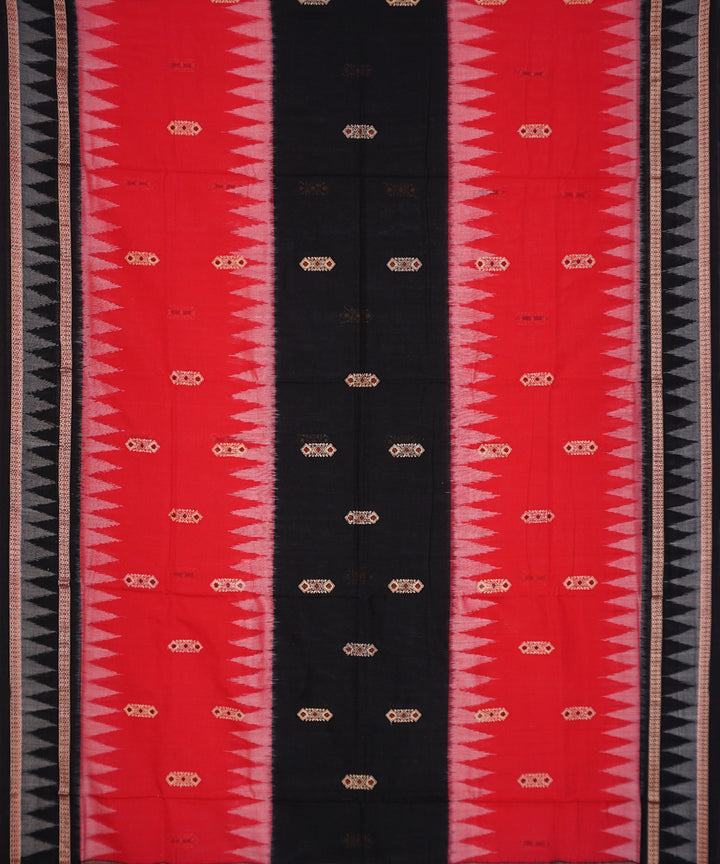 Red black handloom cotton bomkai saree