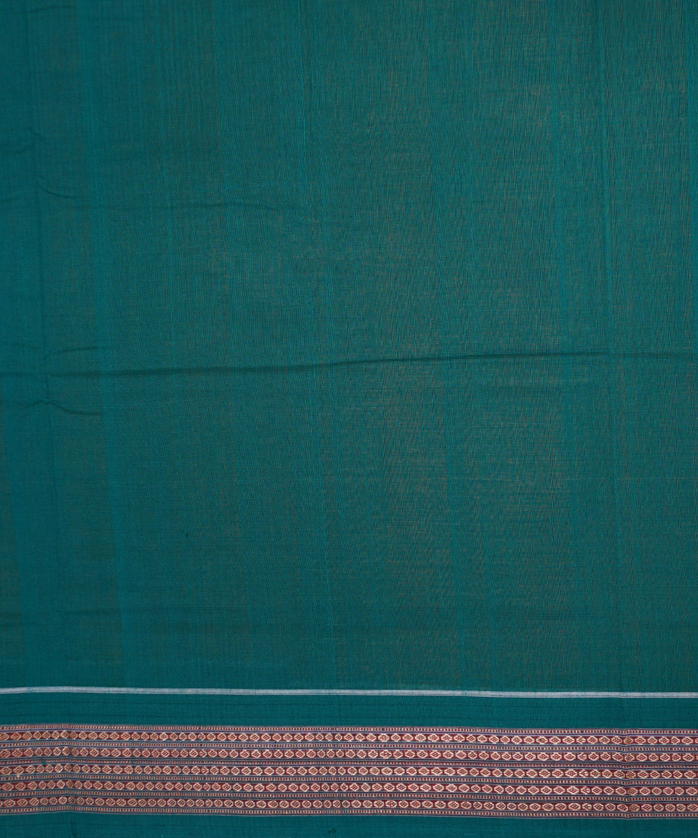 Yellow orange with green handloom cotton bomkai saree