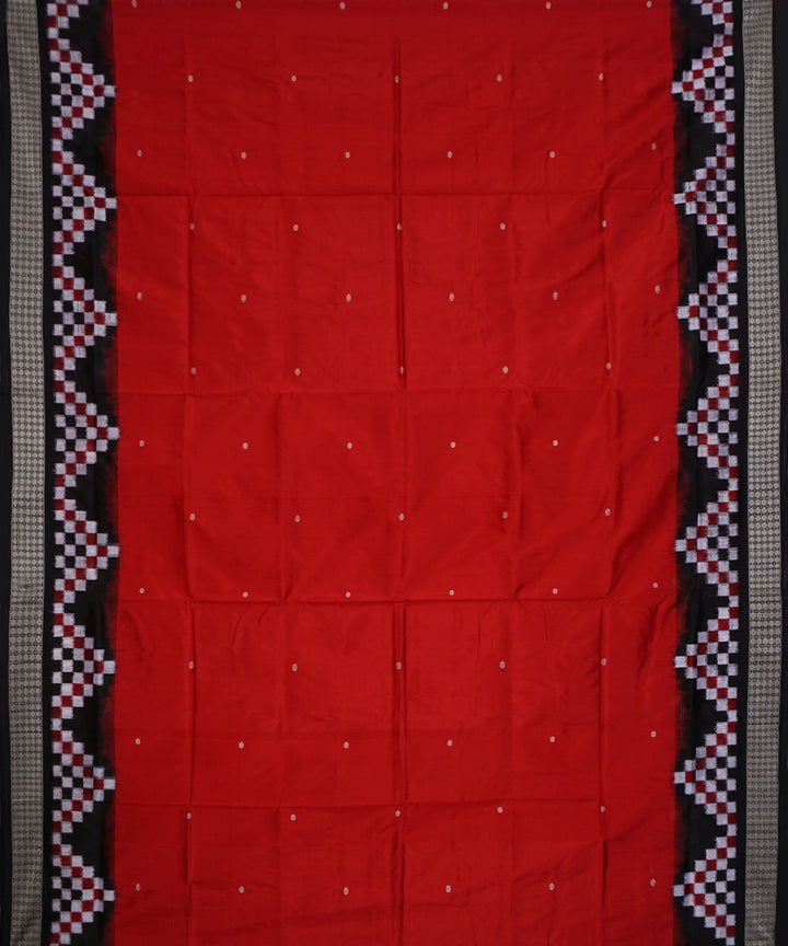 Barn red and black handwoven silk bomkai saree