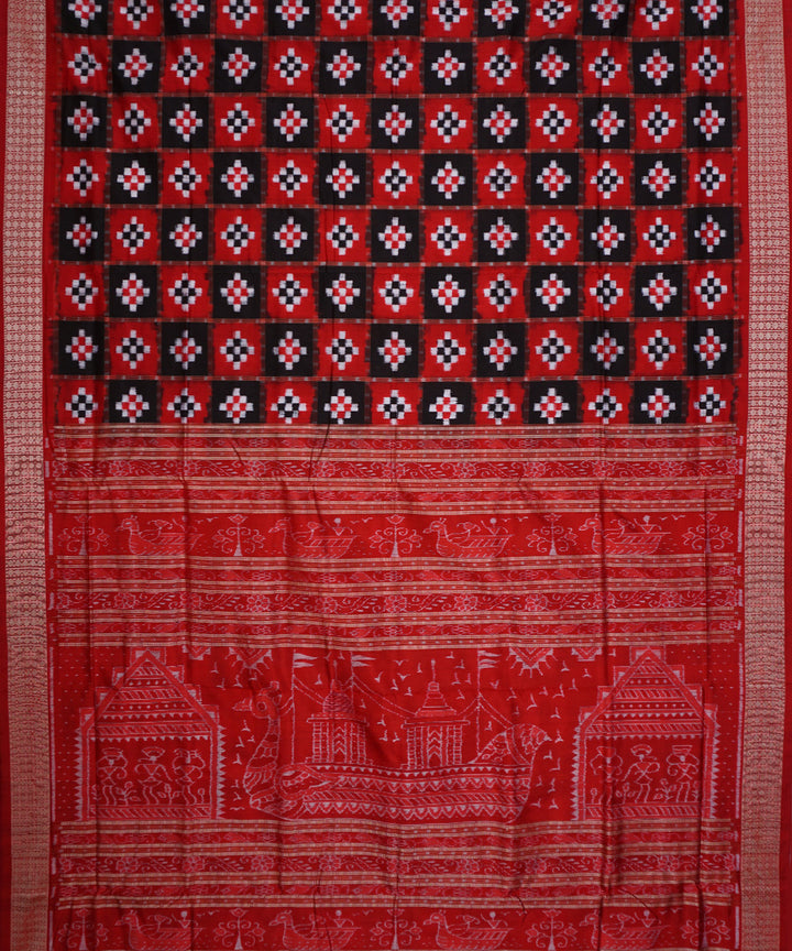 Black red silk handwoven pasapalli saree