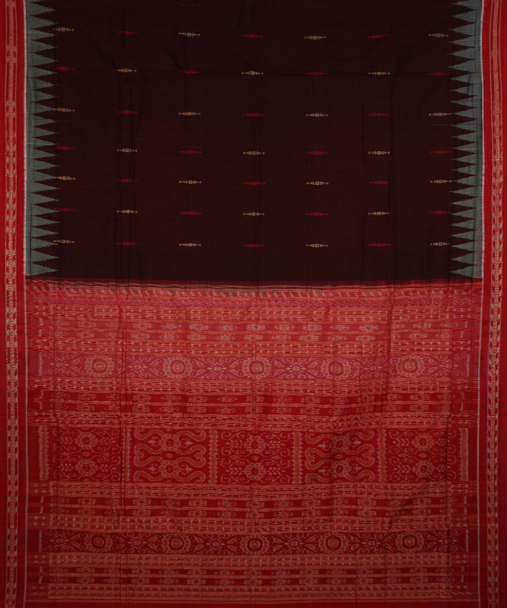 Dark maroon cotton handwoven bomkai saree
