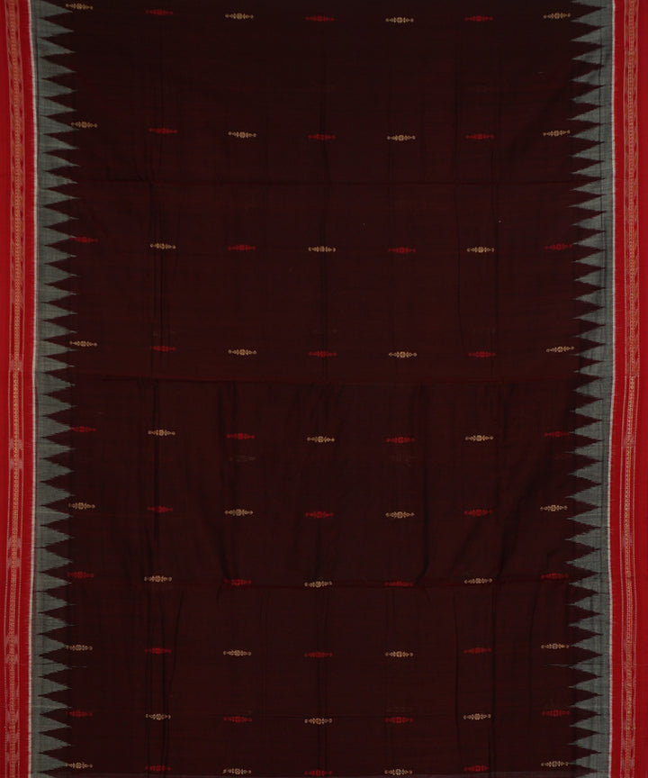 Dark maroon cotton handwoven bomkai saree